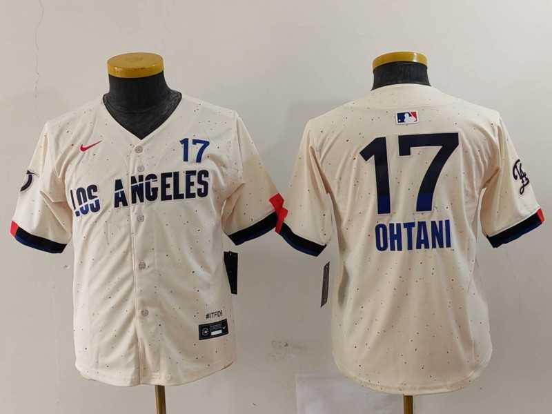 Youth Los Angeles Dodgers #17 Shohei Ohtani Cream 2024 City Connect Limited Jersey->mlb youth jerseys->MLB Jersey